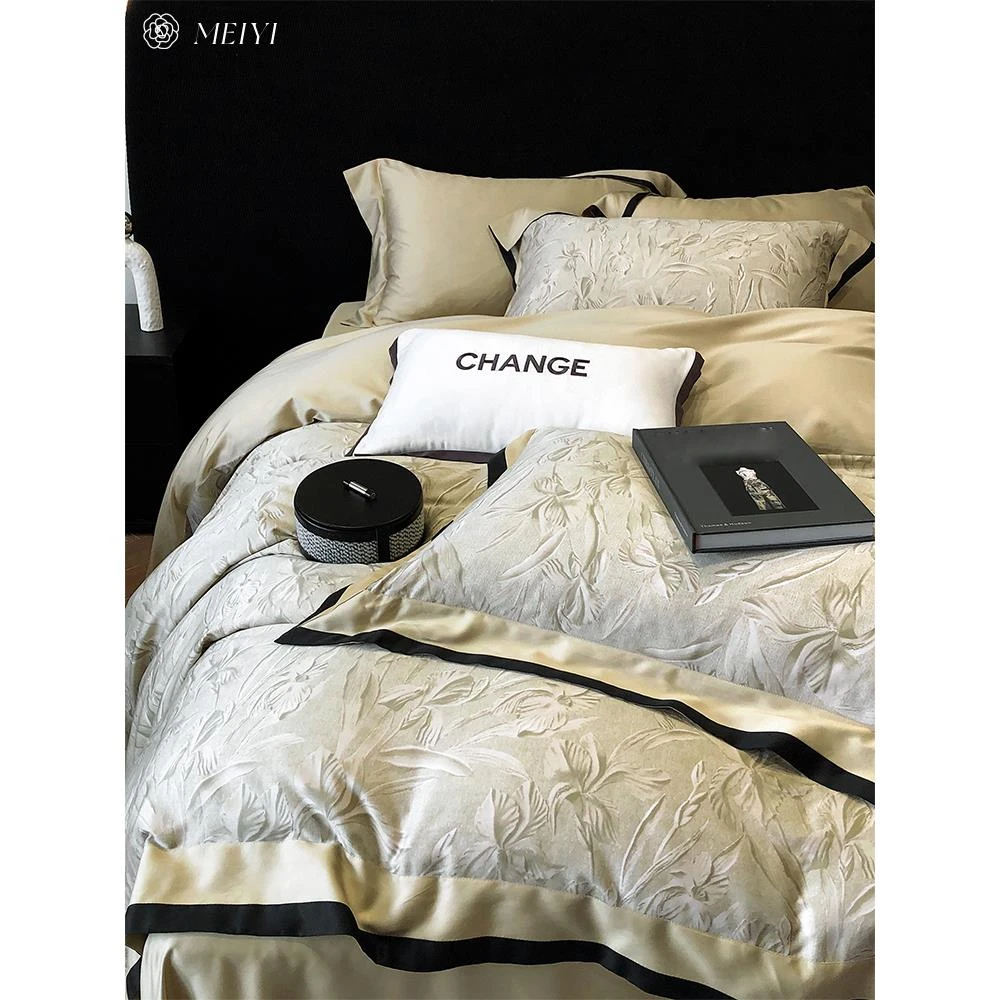 乔安娜美式高档印花四件套天丝长绒棉100S印花复古风欧式轻奢简约