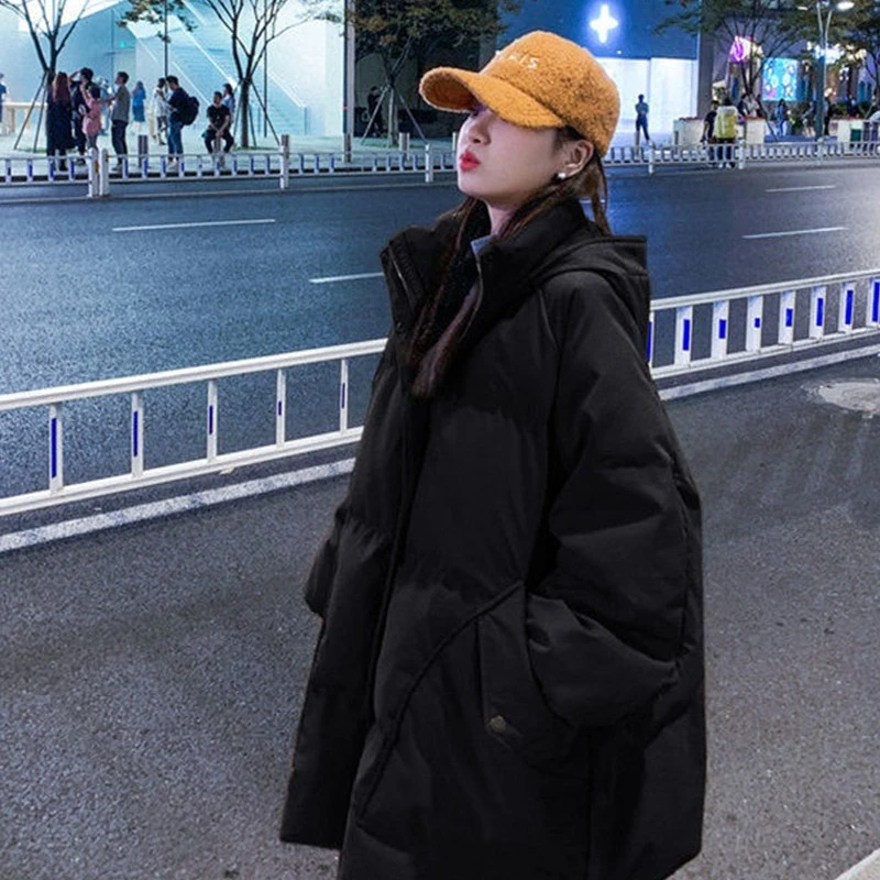 特大码女装秋季新款外套女胖mm显瘦甜美设计感加厚棉衣黑色棉服女