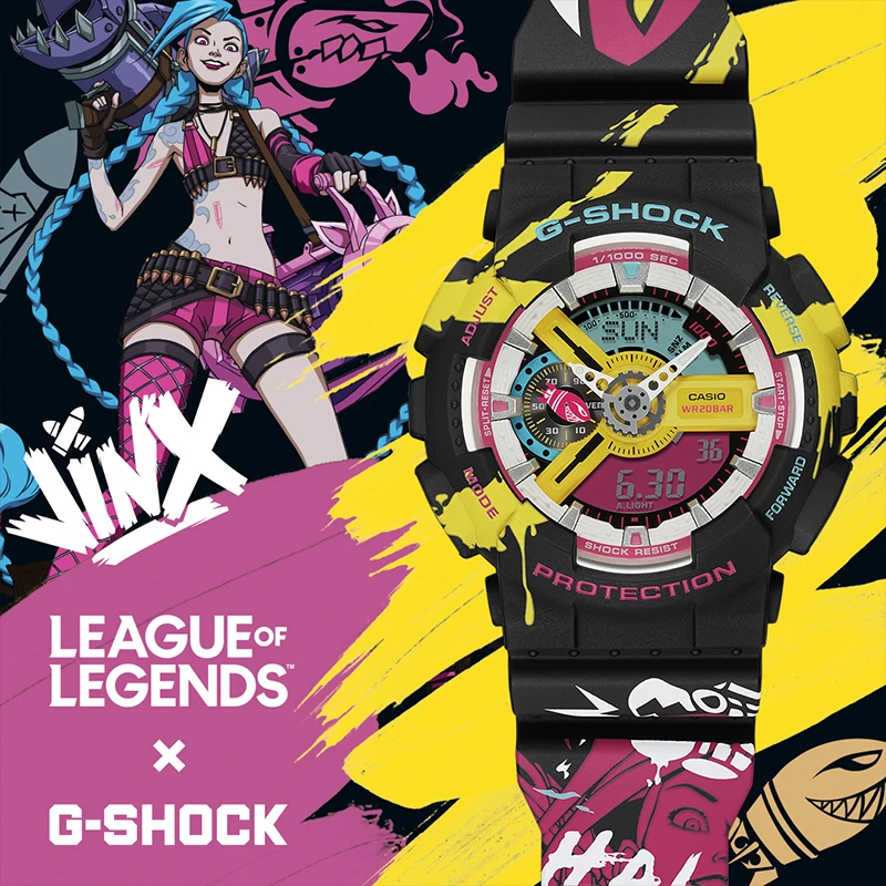 Casio/卡西欧G-SHOCK英雄联盟GA-110LL金克丝潮流主题联名款手表