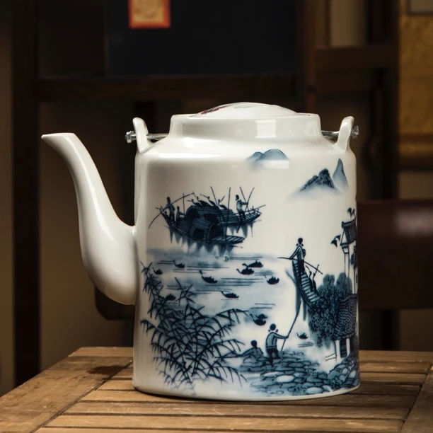 景德镇瓷器江南水乡茶壶凉茶壶提梁壶茶水壶老式茶壶怀旧冷水壶