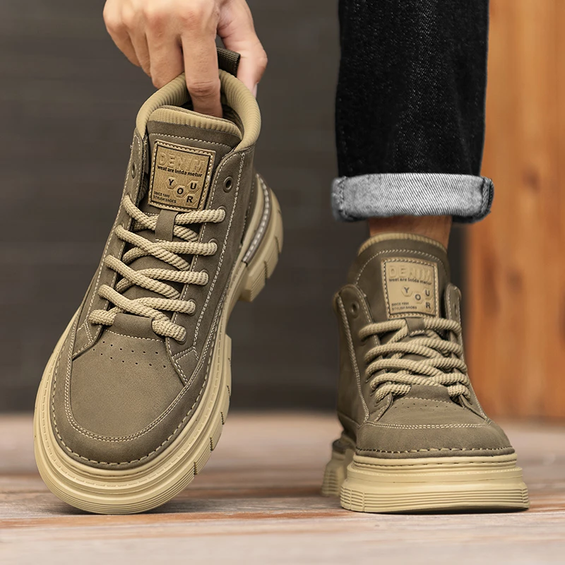马丁靴男款秋冬新款户外休闲百搭男士复古英伦风加绒保暖工装男靴