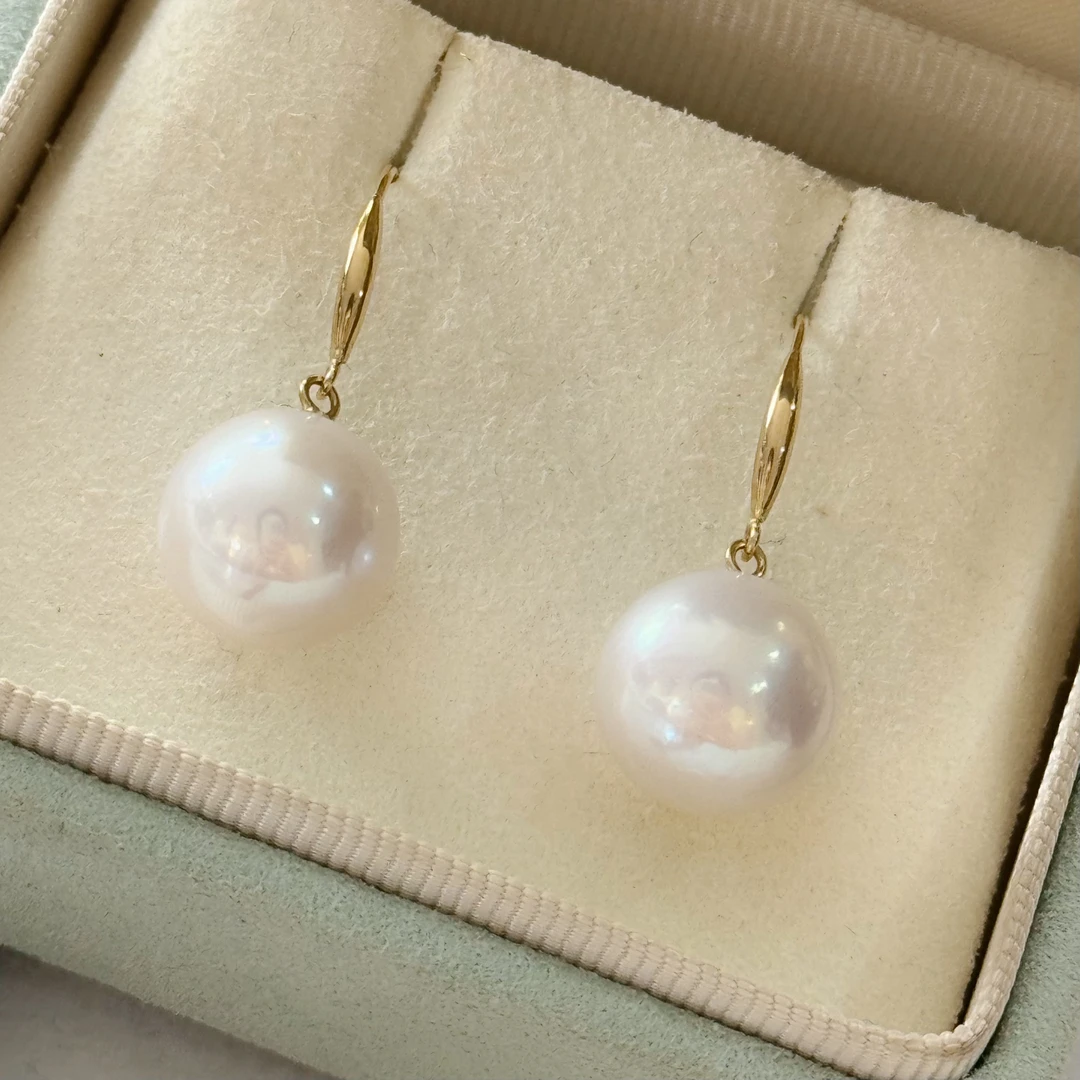 【罗伊伊推荐】大点位淡水珍珠耳环 11-12mm 18K金 DE0139-1