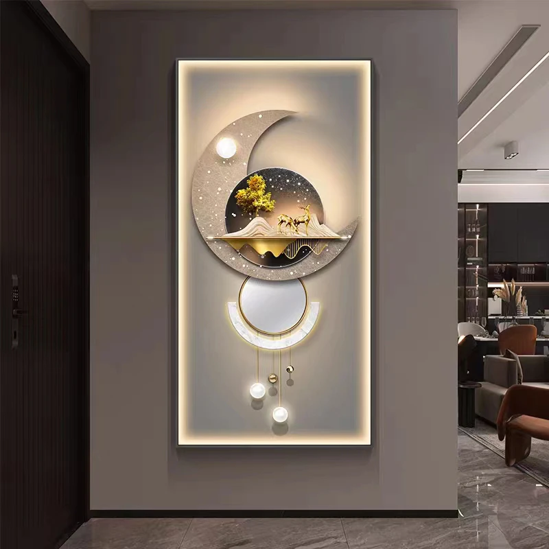 【财禄高升】LED现代好寓意壁画挂画走廊客厅背景墙玄关挂画装饰画