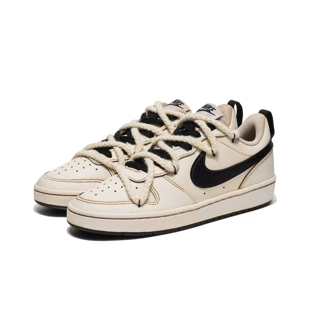 Nike耐克CourtLow定制款咖啡浸染解构双鞋带女款低帮运动休闲板鞋