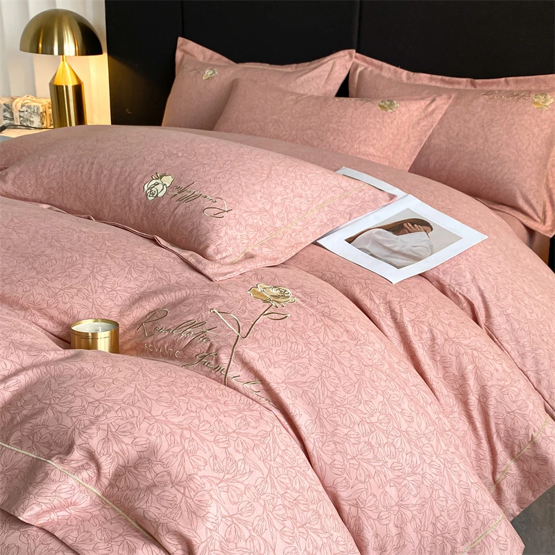 2023新款简约水洗磨毛绣花四件套轻奢双面加厚三件套宿舍单人被套