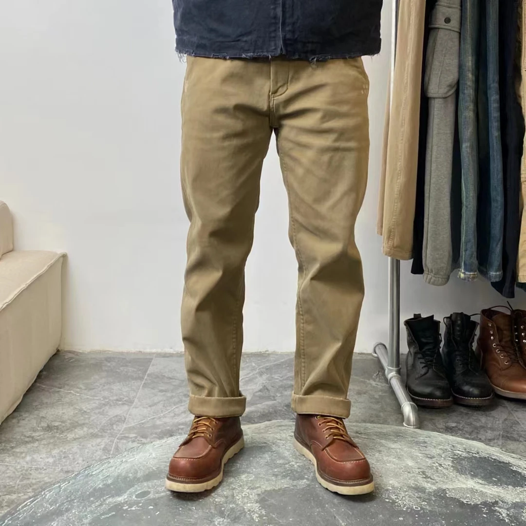重磅加绒加厚宽松直筒裤男士百搭休闲裤猫抓做旧咔叽裤子长裤529A