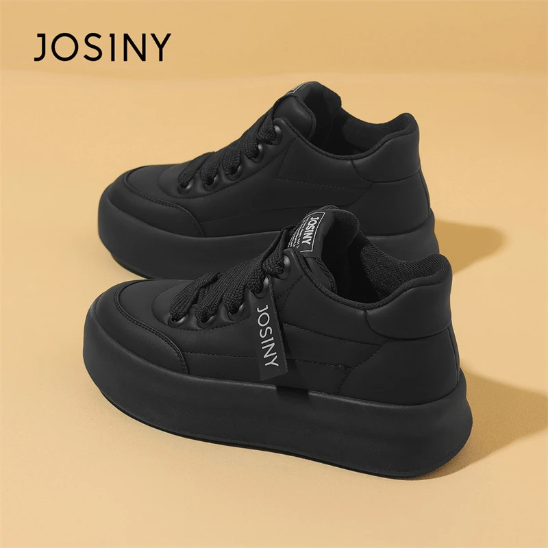 卓诗尼厚底板鞋女2025秋冬新款时尚运动休闲鞋百搭女鞋圆头面包鞋