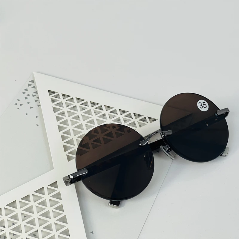 【4】【复古圆款】东海纯天然石头水晶眼镜中老年款护目养眼防紫外线