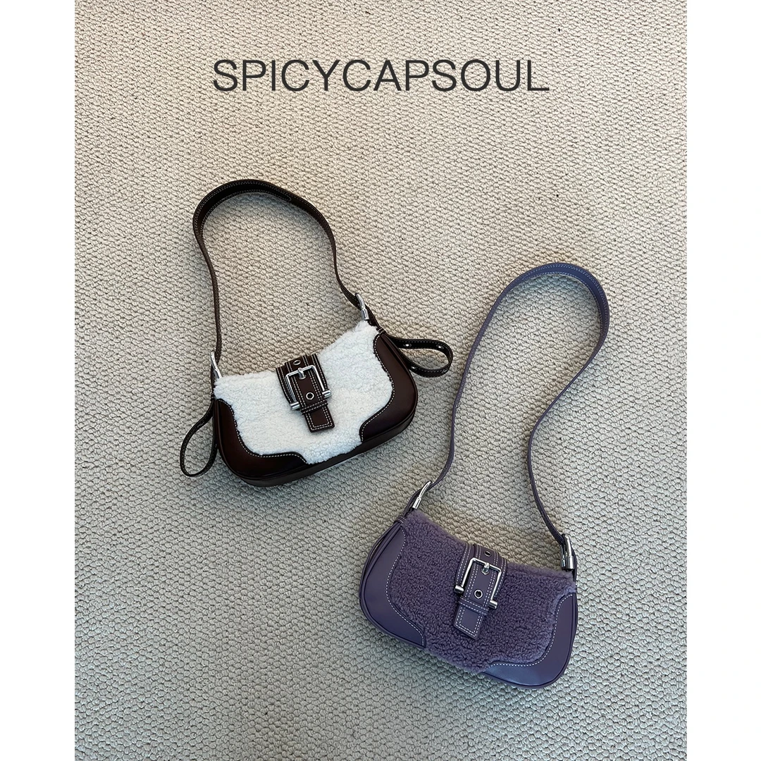 【毛茸茸】SpicyCapSoul池金物小众甜酷毛毛机车马鞍包可斜挎
