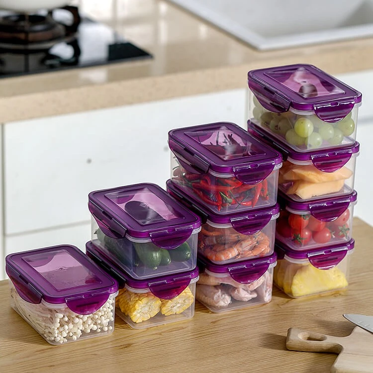 【6个装】冰箱保鲜盒食物收纳盒塑料微波炉饭盒带盖密封储物盒子