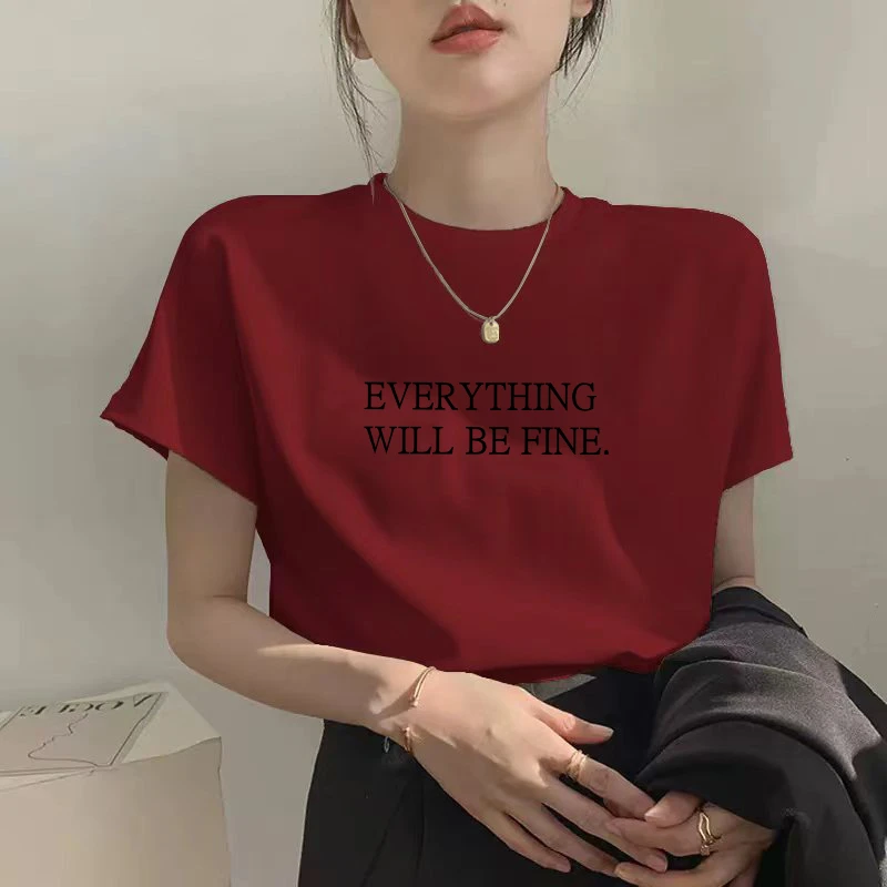 红色正肩短袖t恤女装2025夏季新款修身韩版体恤小众独特别致上衣