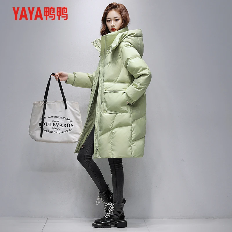 YAYA/鸭鸭羽绒服2023冬季宽松韩版长款羽绒服外套 YE3B600535L