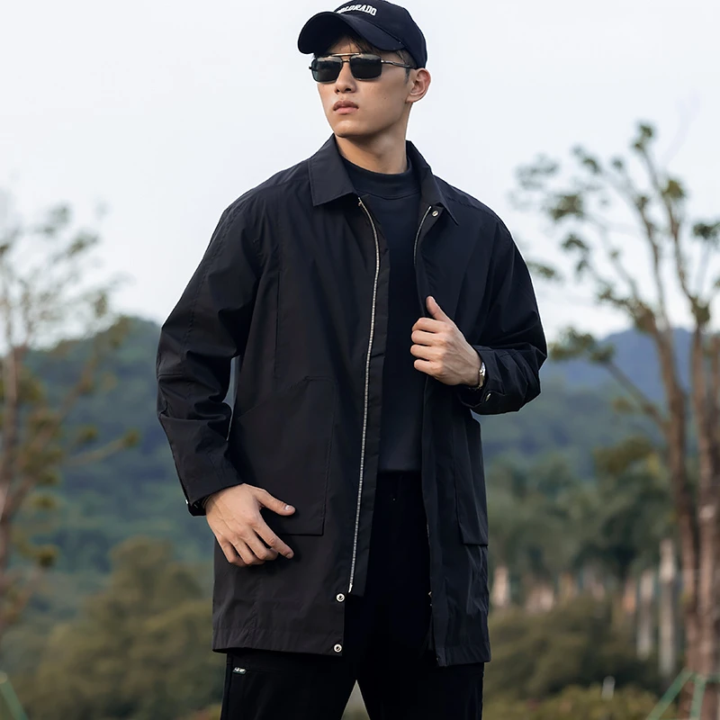 海行巴尔玛肯中长款男士风衣2025年冬季户外防风轻奢休闲翻领外套