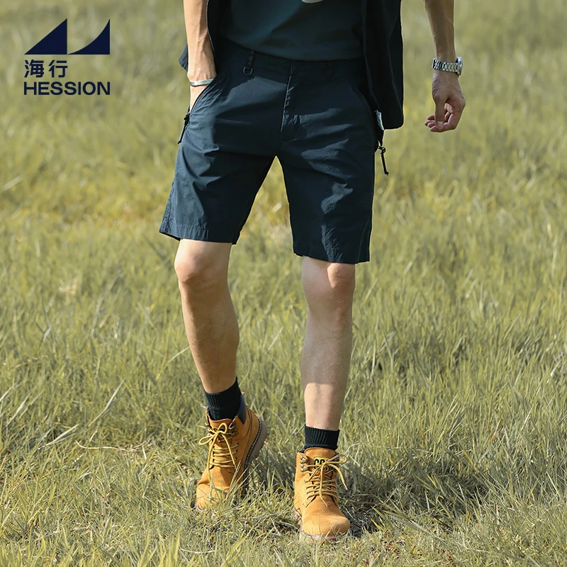 海行藏蓝色速干短裤男夏季薄款修身五分运动裤户外透气休闲三分裤