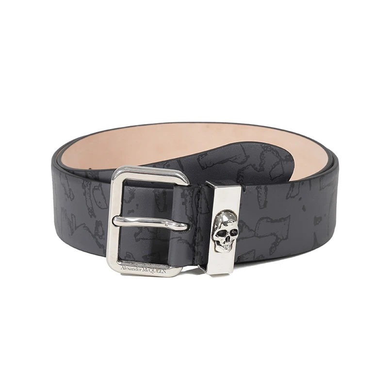 MCQueen麦昆 男士通体印花不可裁剪复古骷髅腰带4cm 689222 1AAQ4