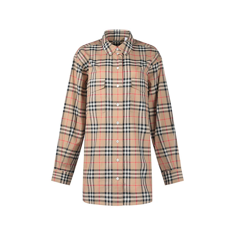 Burberry巴宝莉/博柏利 女款中长款宽松长袖衬衫外套80090371