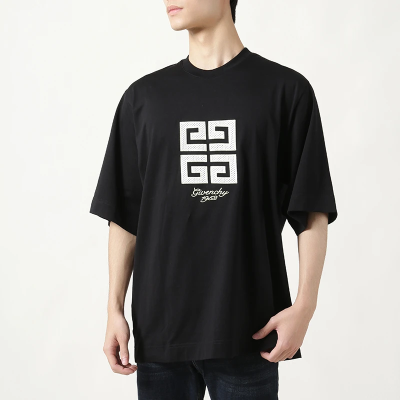 Givenchy纪梵希 男士4G LOGO徽标刺绣宽松圆领短袖T恤BM712H3YMV