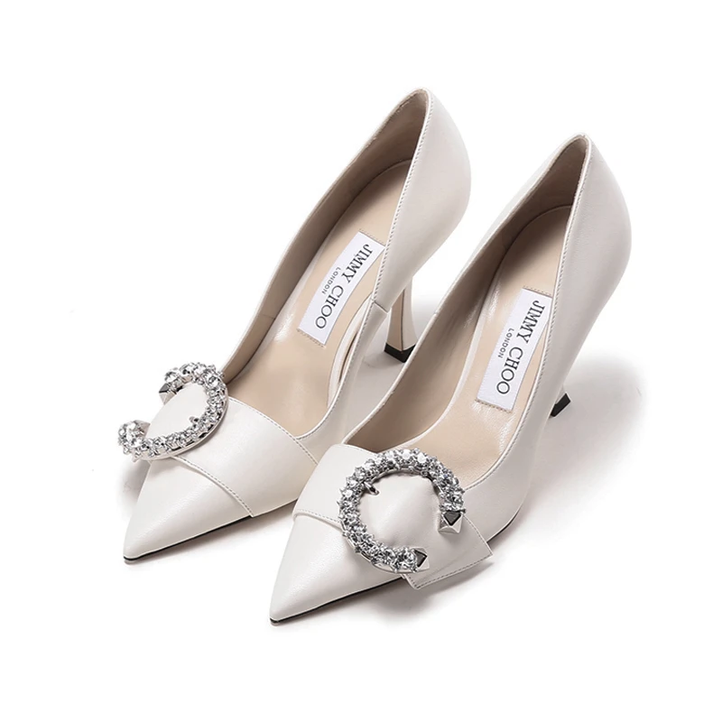 未使用 JIMMY CHOO/吉米周 女士水晶饰扣高跟鞋跟高9cm MELVA AYU