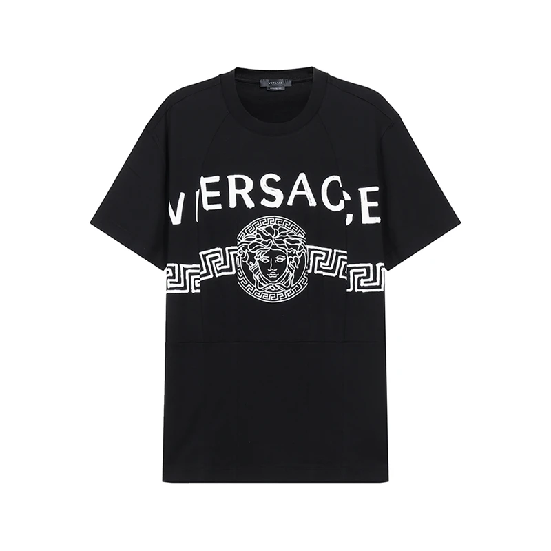 Versace范思哲男士棉质宽松版拼接短袖T恤A86893 A228806