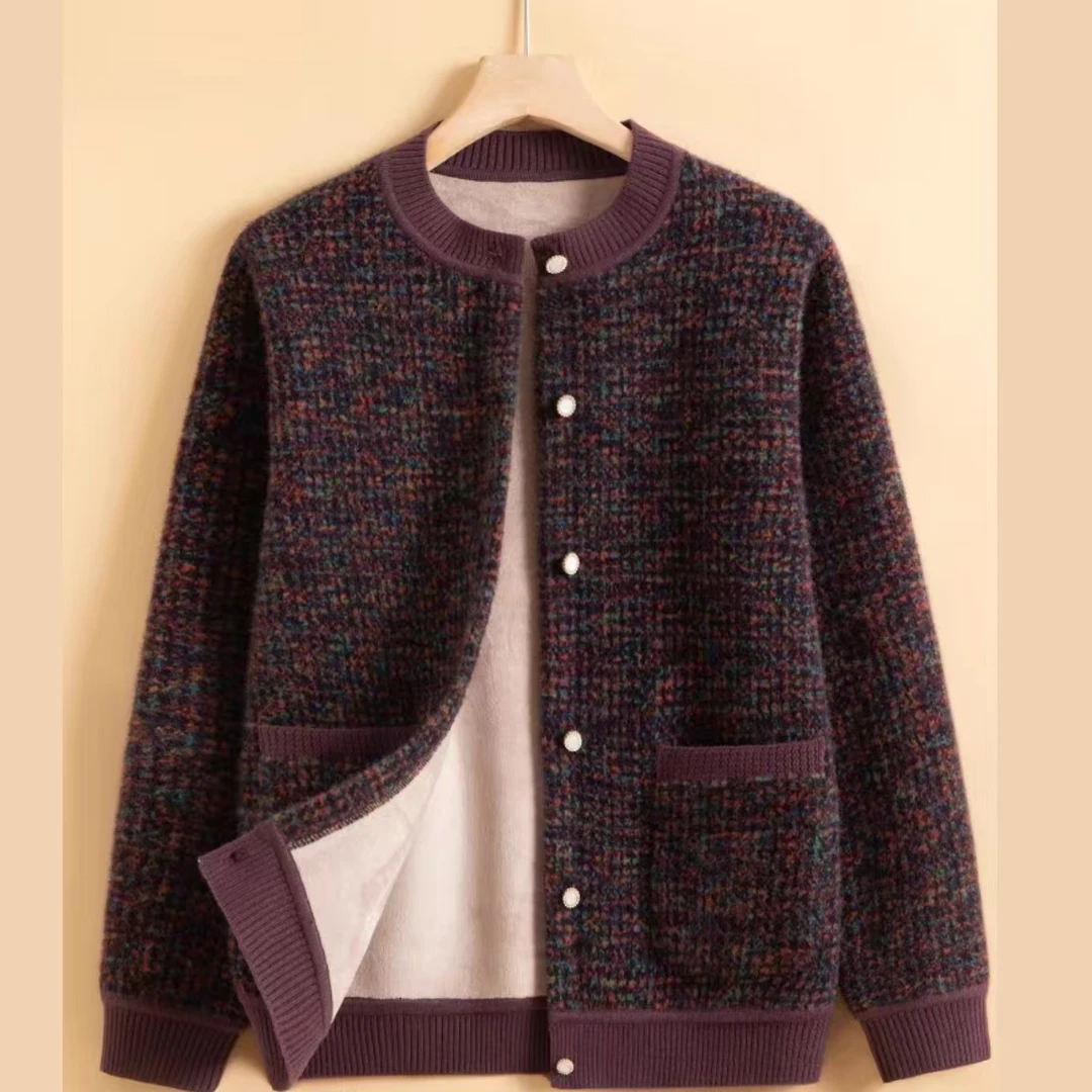 妈妈装秋冬时尚外套短款洋气加绒女母亲衣服冬装新款上衣女装加厚