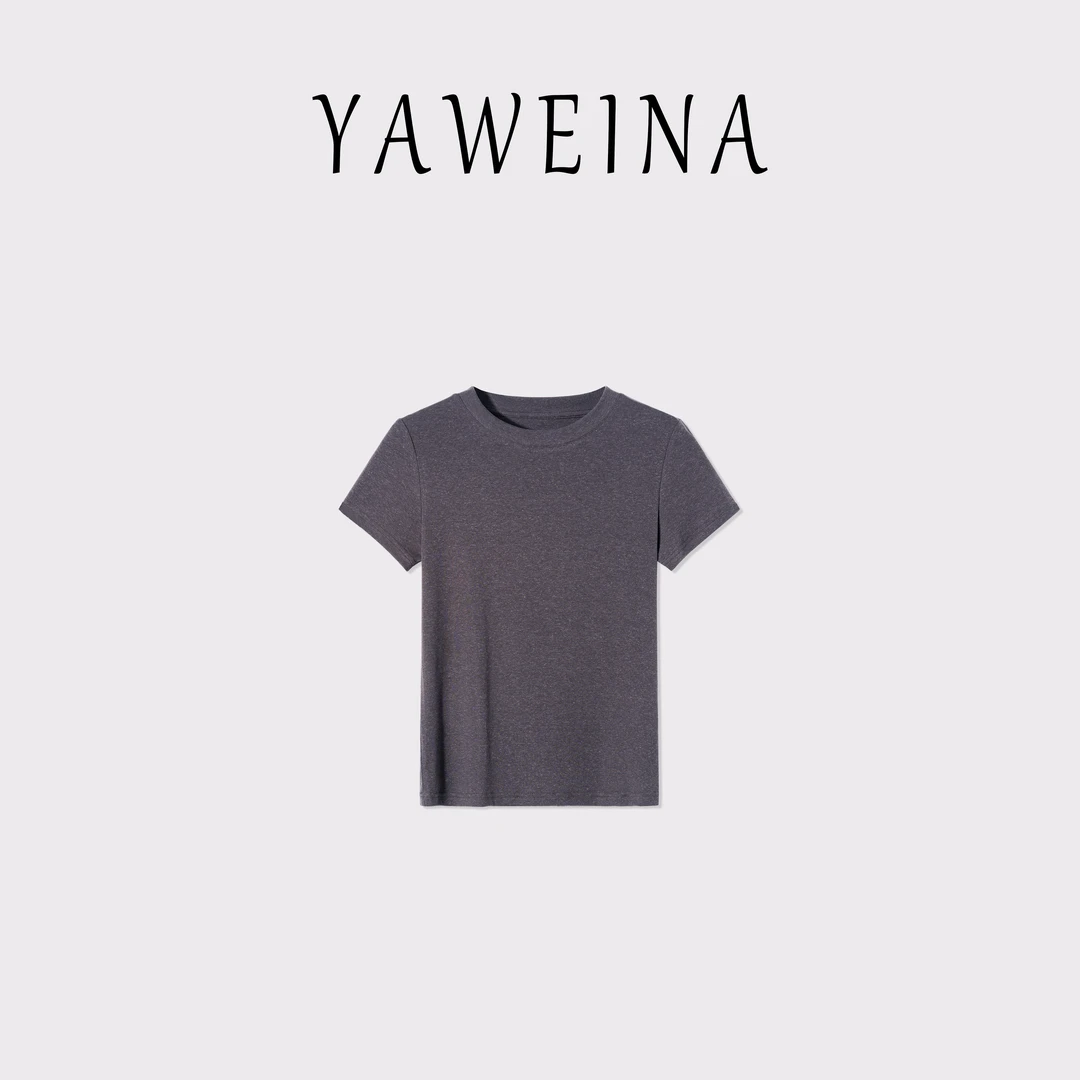 【娅薇娜】春季新款亚麻升级款夏薄款短袖弹力T恤纯色休闲运动半袖