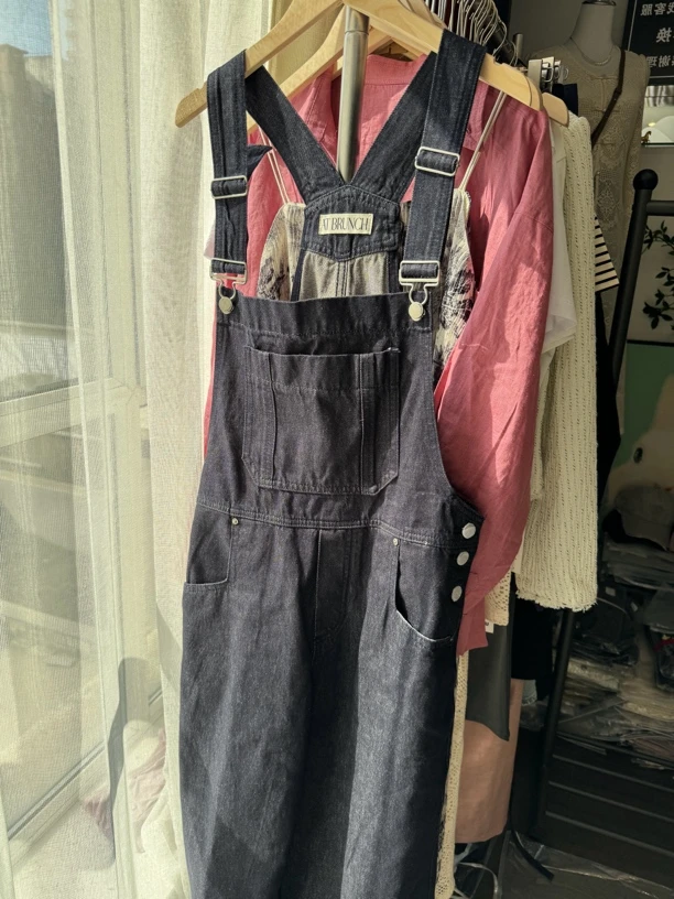 背带裤藏青色减龄百搭宽松版