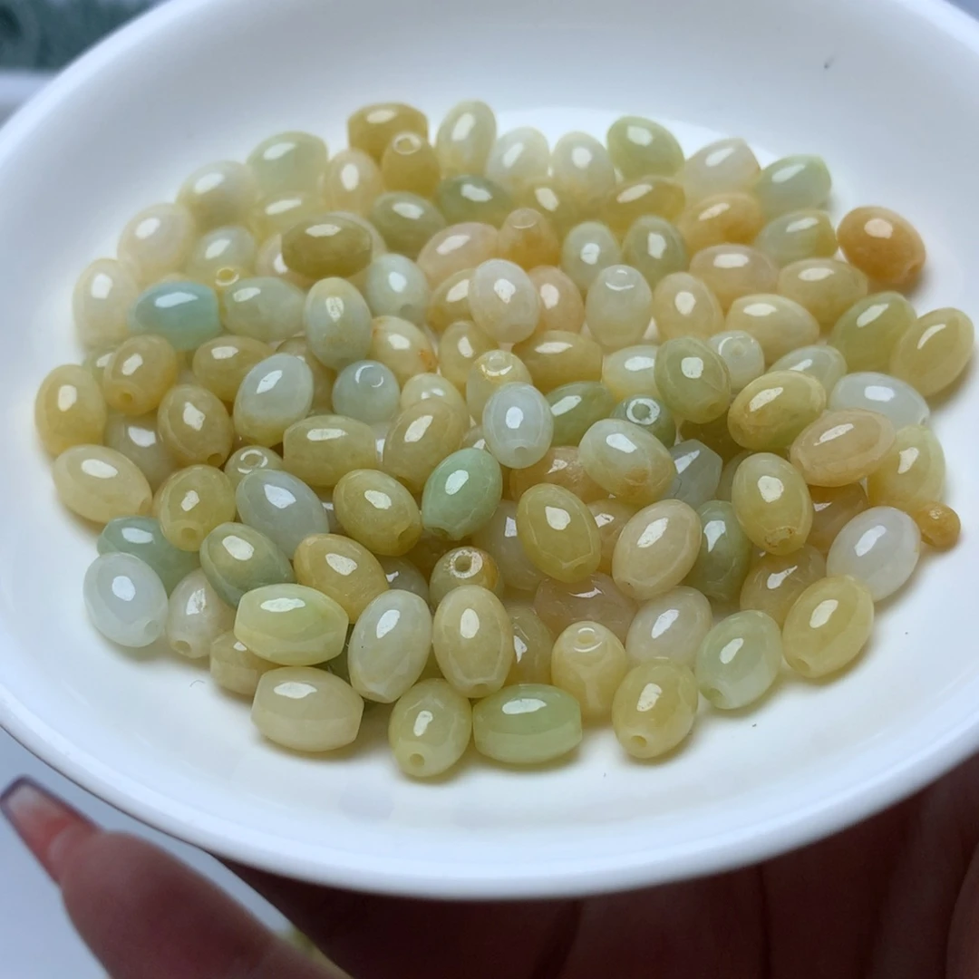 【闪购商品】翡翠手链未镶嵌卡5.8乘7.7冰黄米珠50颗