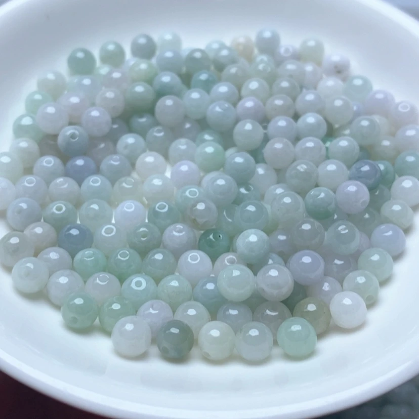 翡翠卡5.4mm绿白100颗