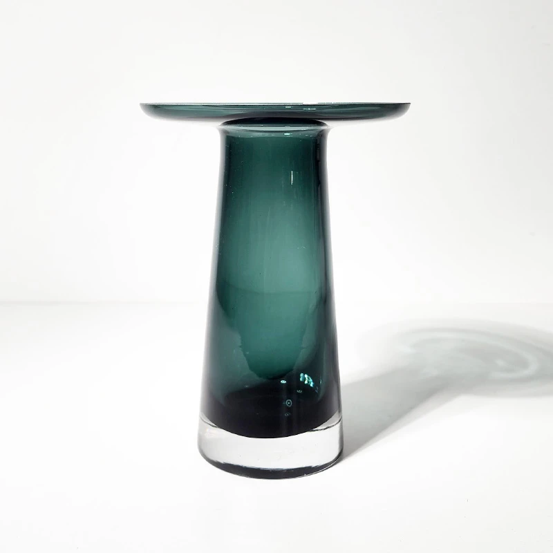 【高20cm】摩瑟家居【墨绿色平口直身瓶】HCDF玻璃花瓶摆件