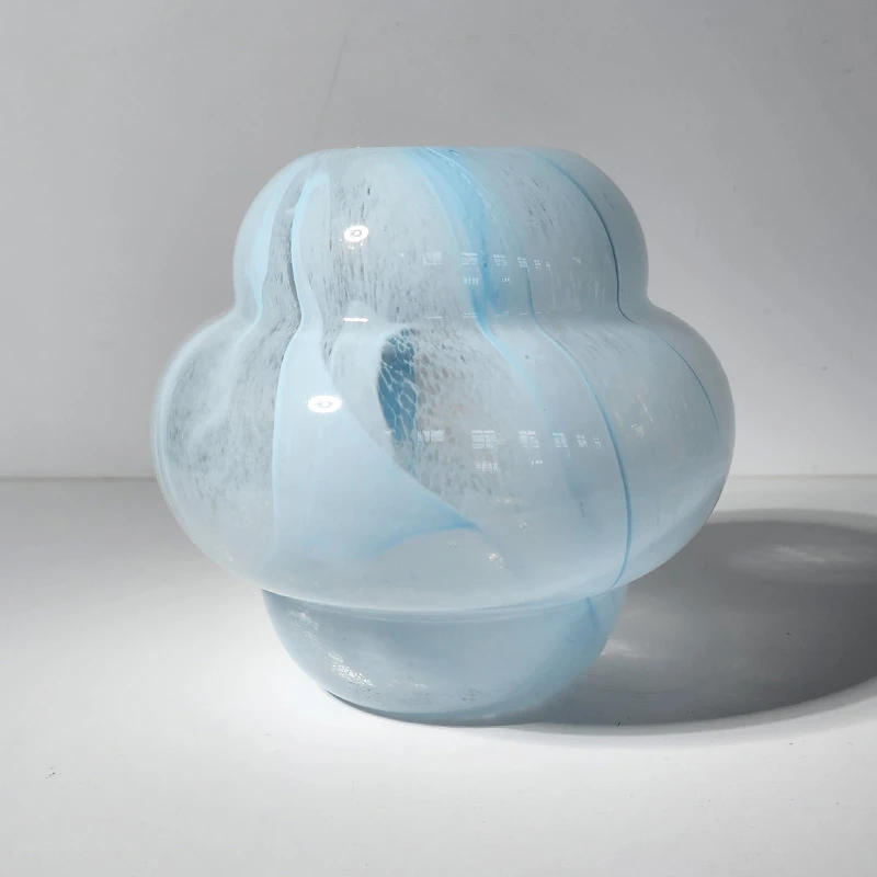 【高22cm】摩瑟家居【蓝色云雾云朵】HC花瓶摆件玻璃花盆