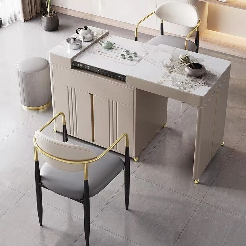 阳台伸缩多功能茶车小型可移动客厅家用岛台小茶桌岩板茶台功夫桌