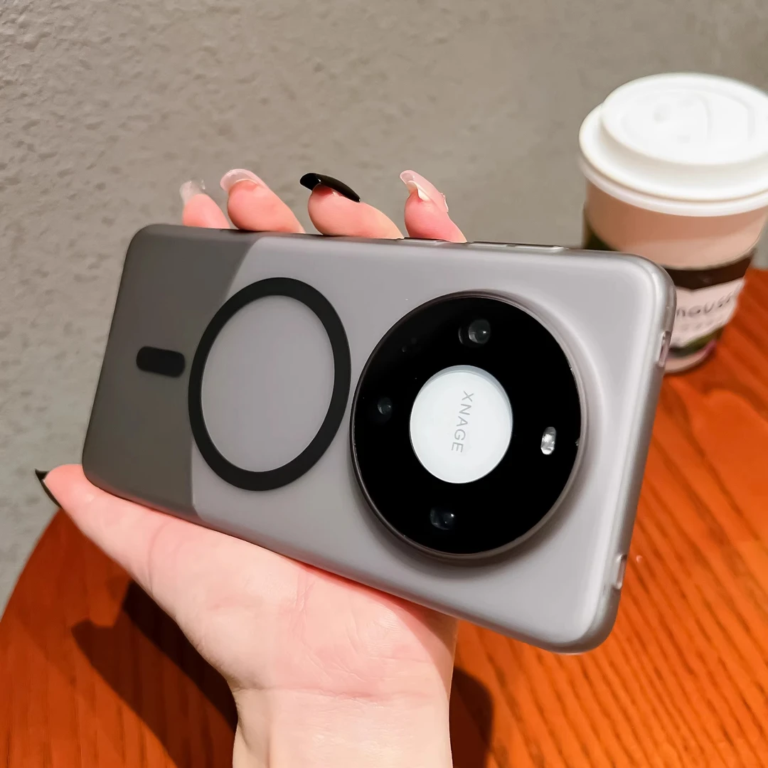 冰雾磨砂华为mate60pro+手机壳磁吸充电mate60保护套全包带镜头膜