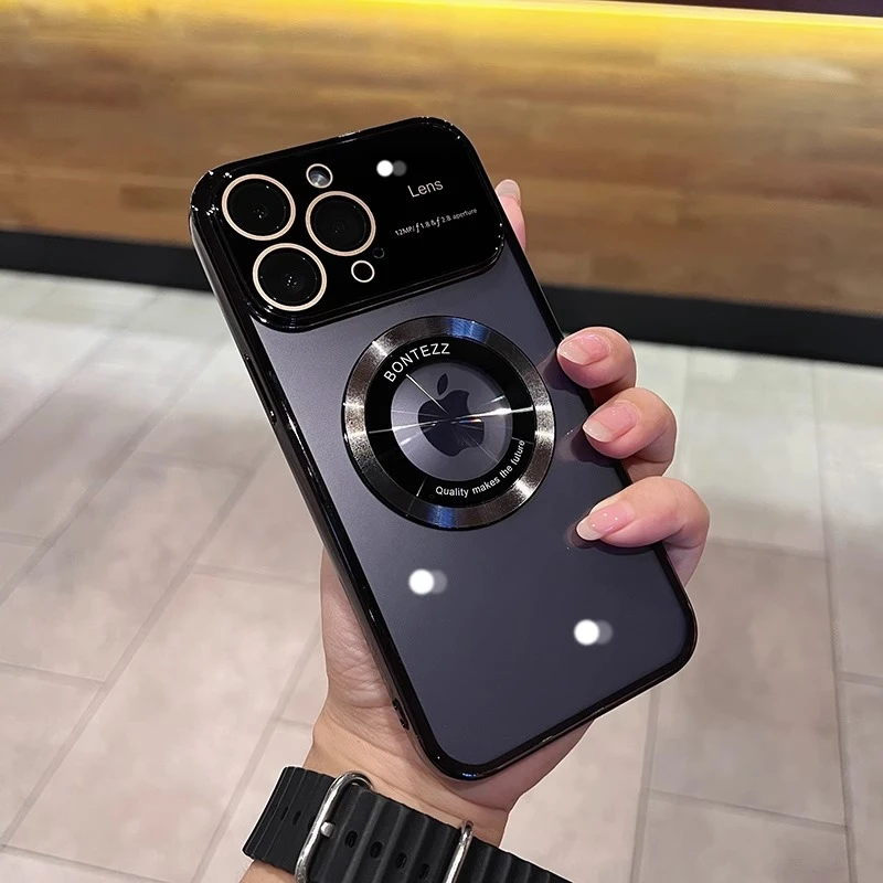 苹果14promax手机壳磁吸漏标大视窗护镜iphone13透明新款12软壳11