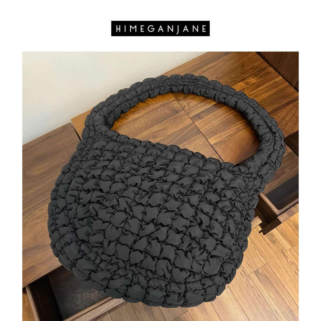 HIMEGANJANE 韩版云朵褶皱个性百搭泡泡大容量通勤斜挎包241095