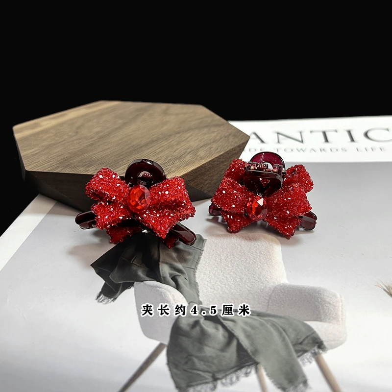 4.5CM红色亲子款刘海小夹子女侧边夹半扎发小抓夹