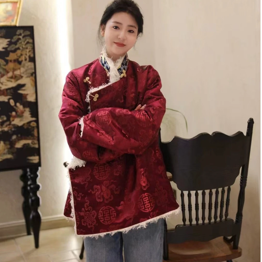 新款冬季女生传统藏式外套加厚男女同款情侣款加厚款外套