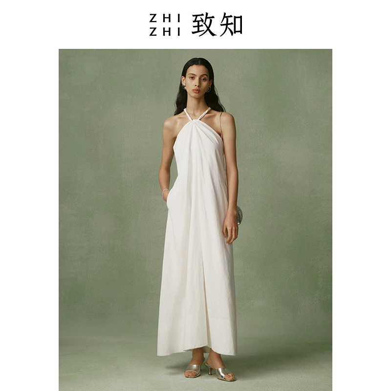 致知 明星同款 芳洲泊 挂脖连衣裙24年夏季ZZ2DMWL2019