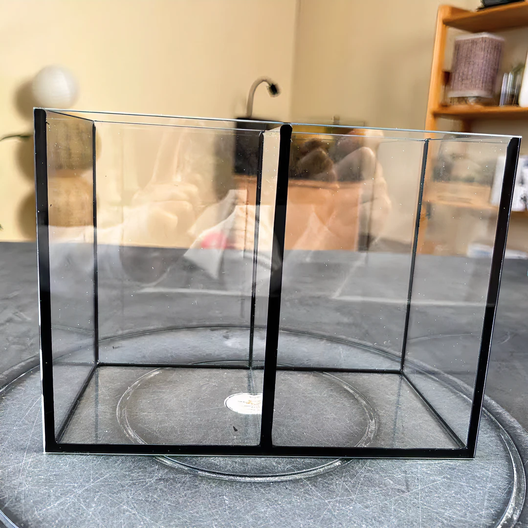 20*10*15超白斗鱼缸带隔断小鱼缸专用缸办公室鱼缸透明玻璃鱼缸