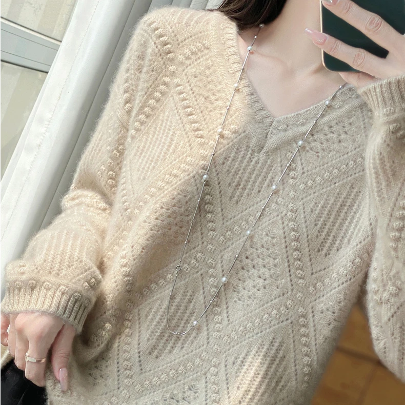 2024年秋冬新款纯色套头100纯羊毛针织衫女软糯打底衫毛衣