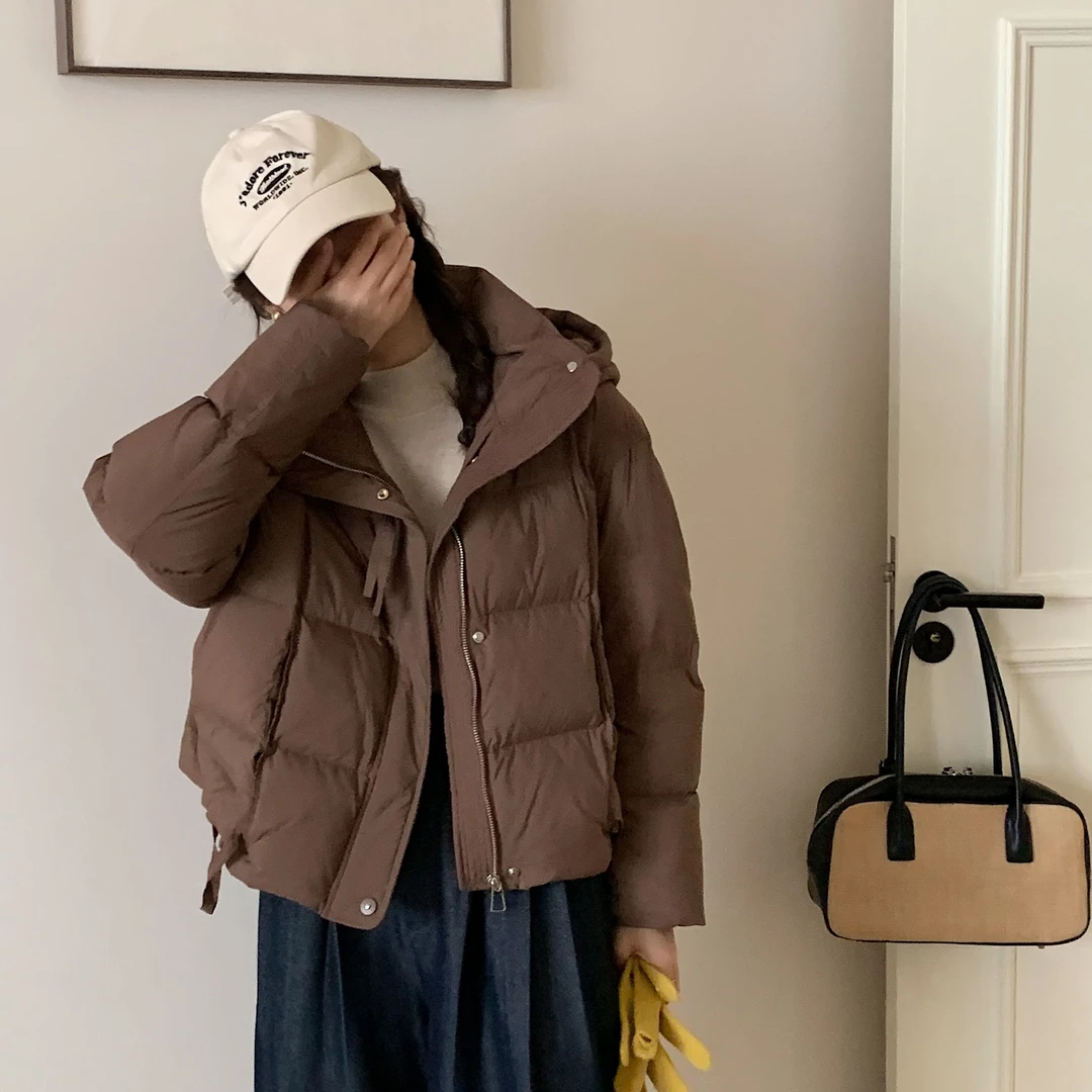 冬季新款白鸭绒羽绒服面包服女