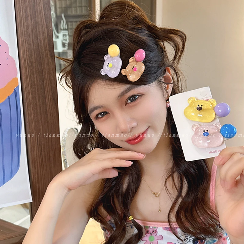 可爱嘟嘟熊发夹女侧边碎发夹新款高级感鸭嘴夹子头饰刘海夹