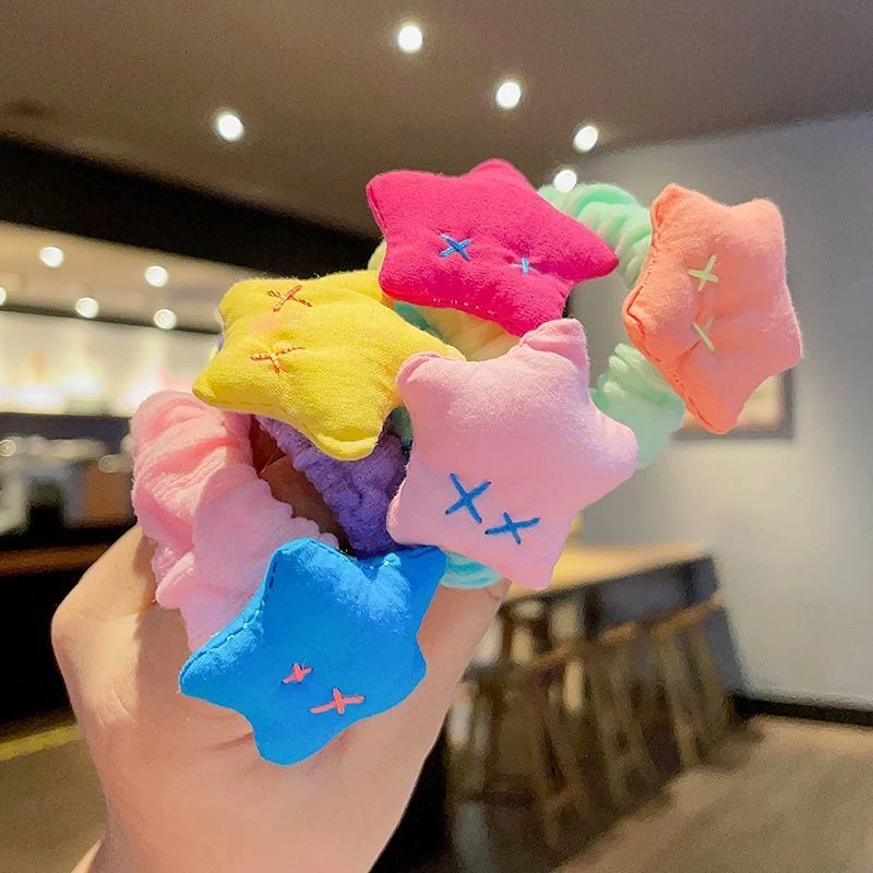 儿童发圈可爱星星皮筋女童高弹力头饰甜美五角星不伤发立体头绳女