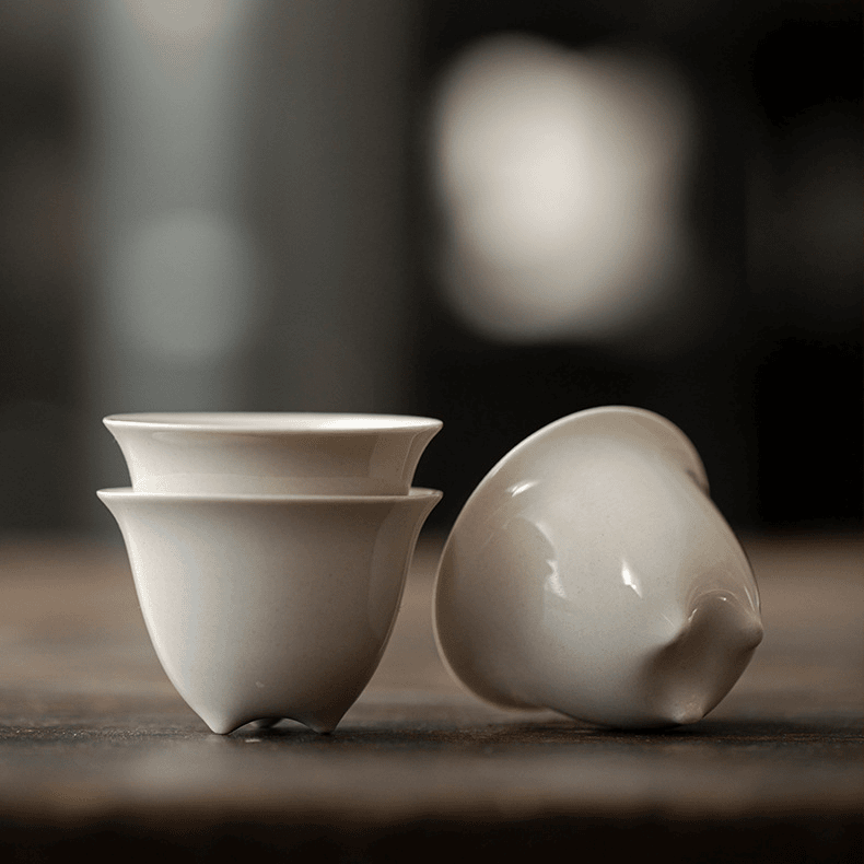 草木灰釉茶杯三足仿宋主人杯家用日式手工陶瓷品茗杯功夫茶具