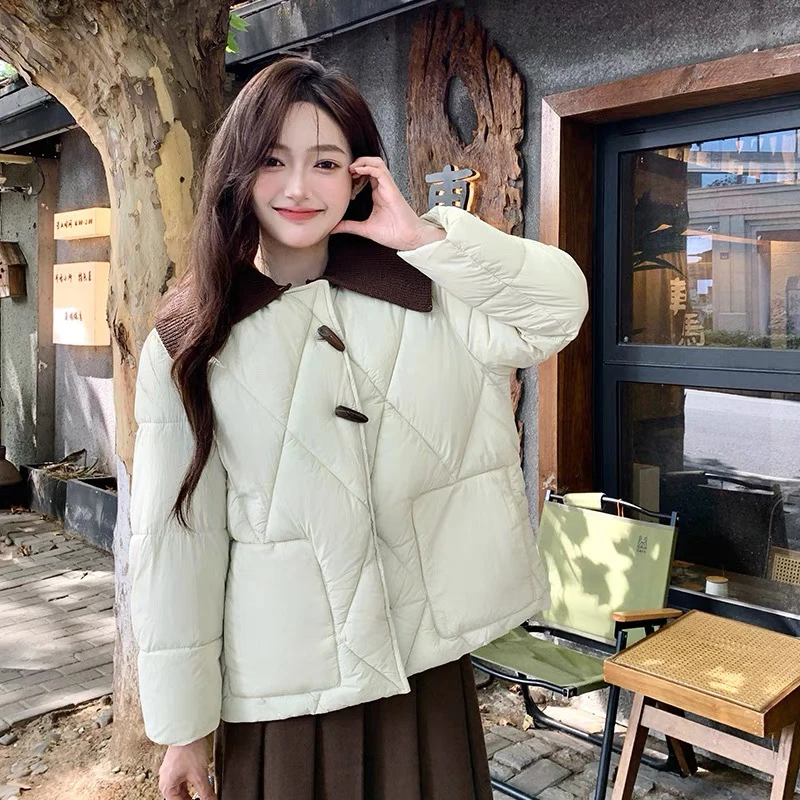 针织领·天使之翼牛角扣·外套