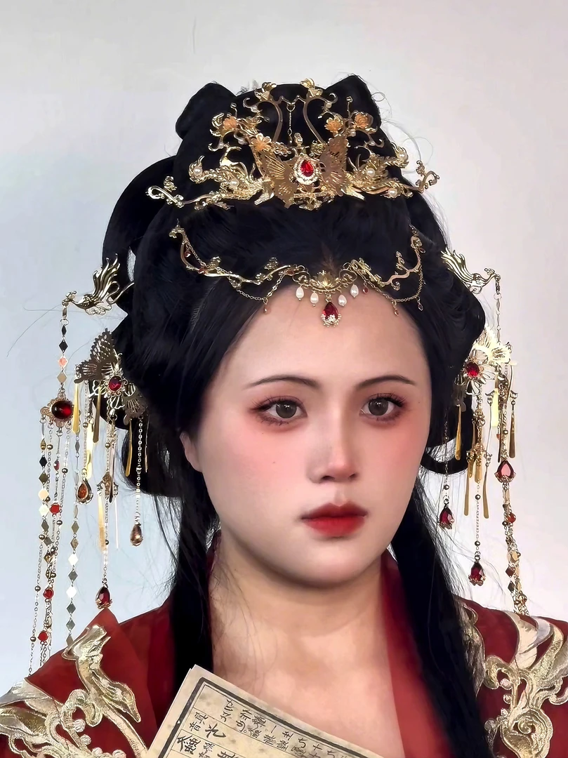 原创（鸿影）重工锆石发冠流苏发饰套装发簪发钗古风配饰汉服达人