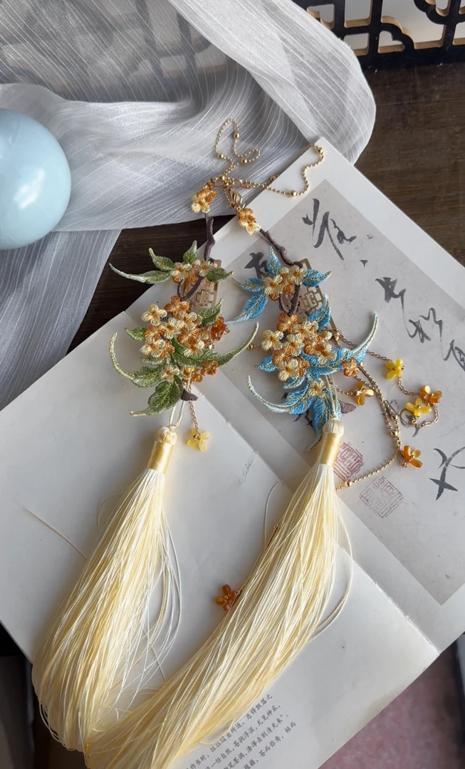 原创（秋山空）桂花流苏禁步仙气流苏发饰汉服配饰古风发饰