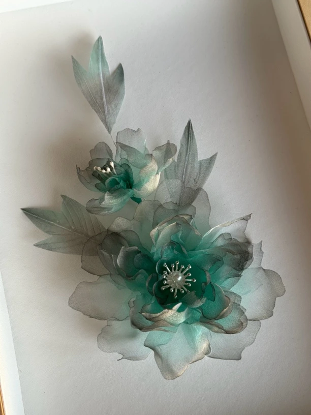 原创（徽墨）真丝烫花牡丹花发饰古风配饰汉服配饰