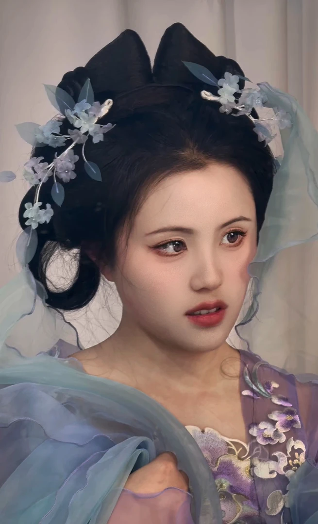 原创(惊月别枝)绢纱烫花印花发饰仙气古风配饰汉服发饰