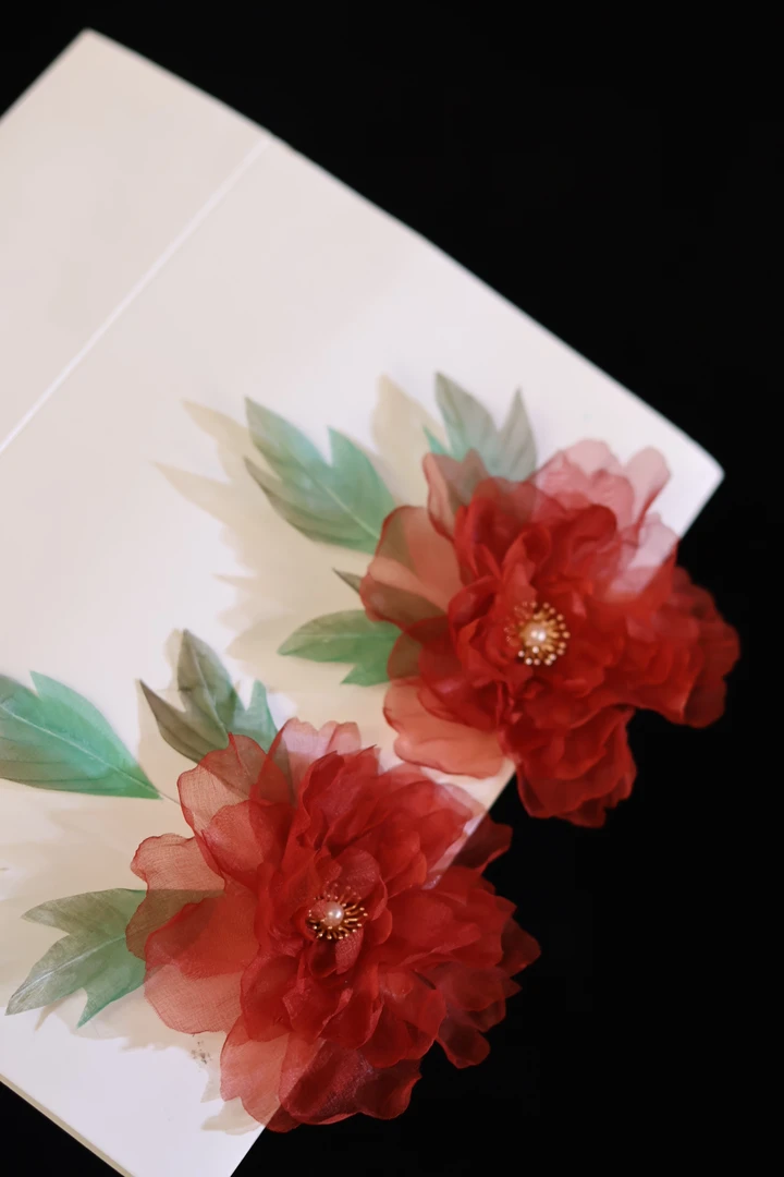 原创(洛阳赋)安柚专属链接真丝烫花发饰汉服配饰古风配饰