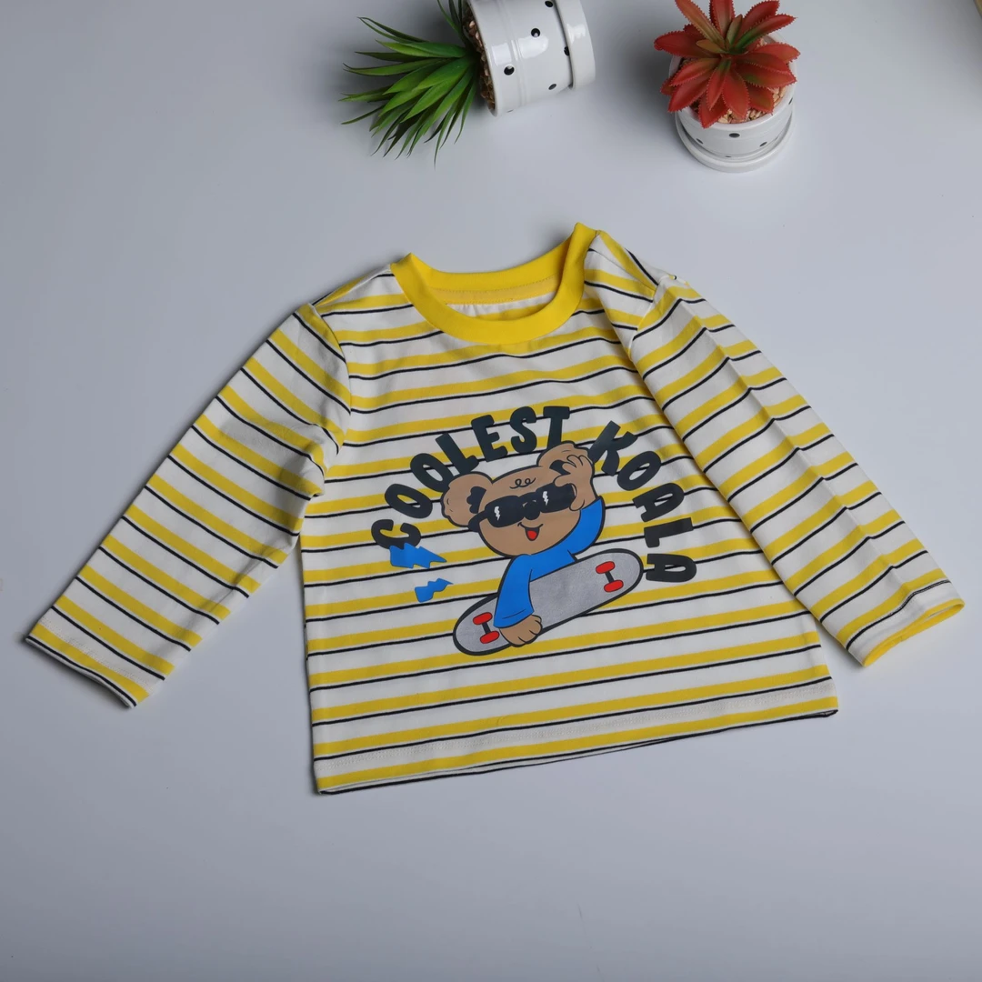 2024男童打底长袖T恤儿童宝宝小童条纹圆领春秋上衣洋气卫衣